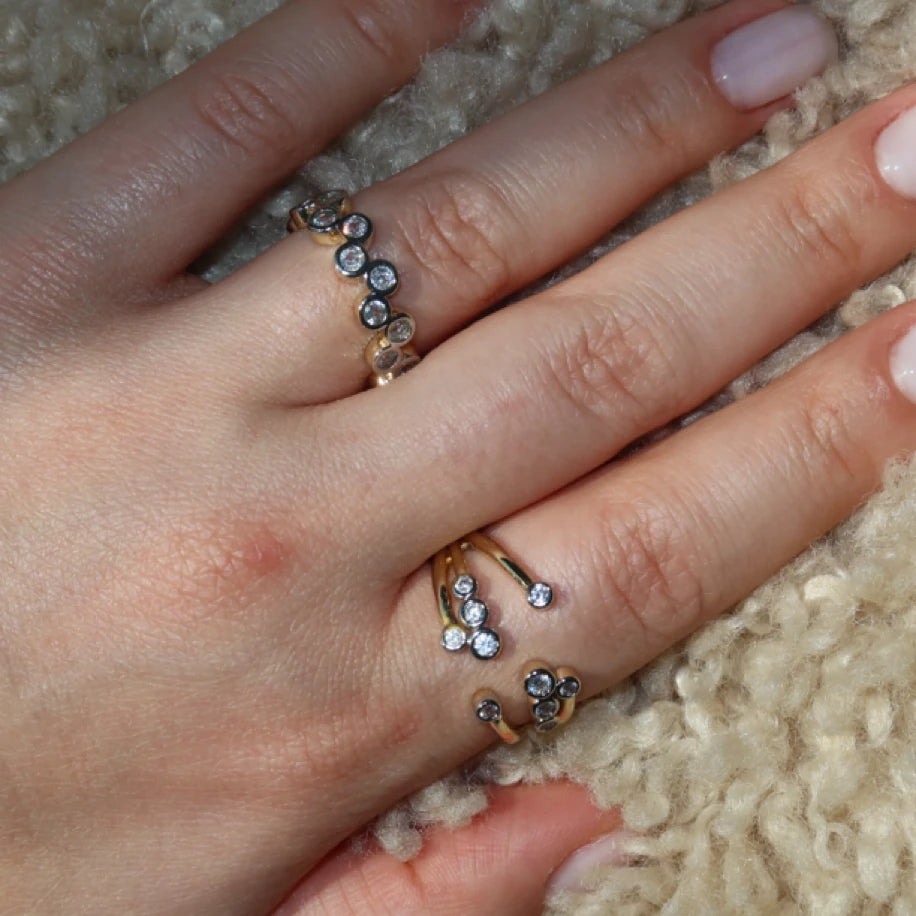 Dot - Silver + Gold Taşlı Yüzük