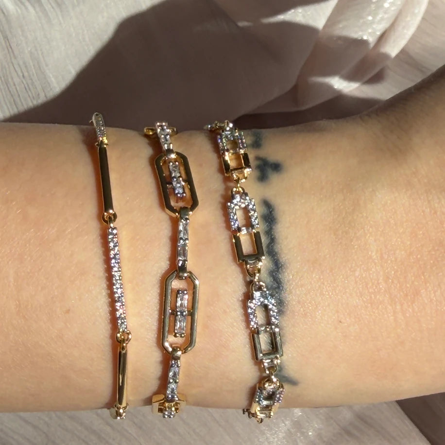 Bera - Taşlı Silver + Gold Bileklik
