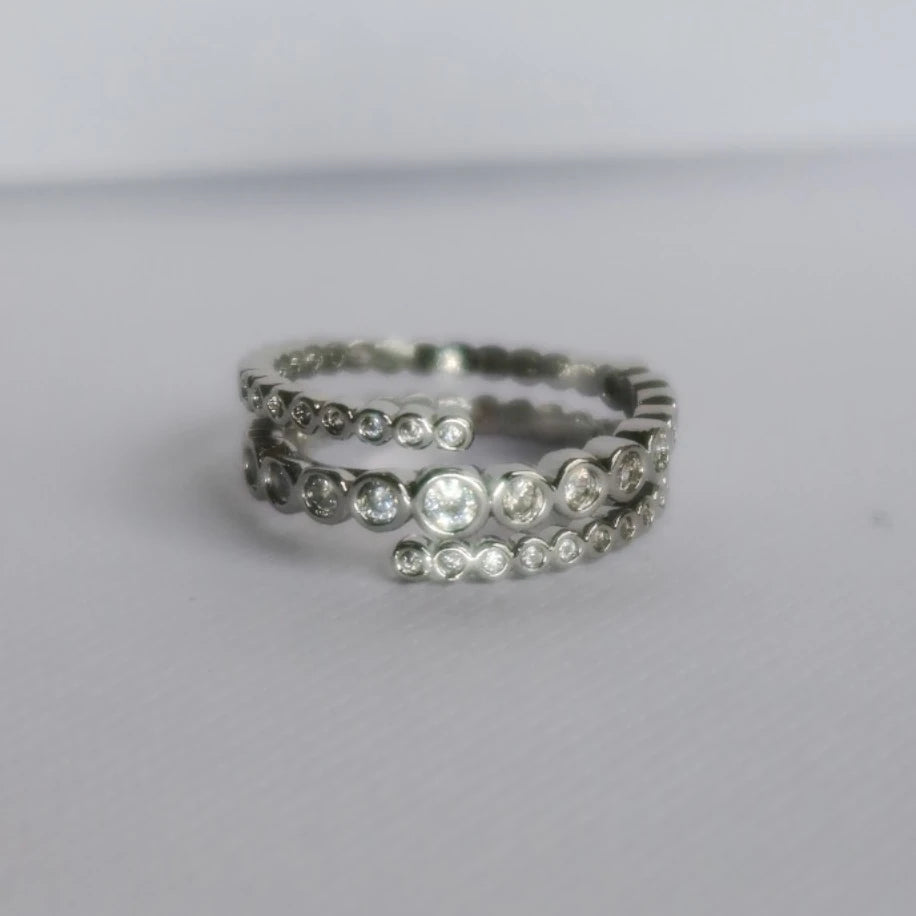 Dot - Taşlı Sarmal Silver Yüzük