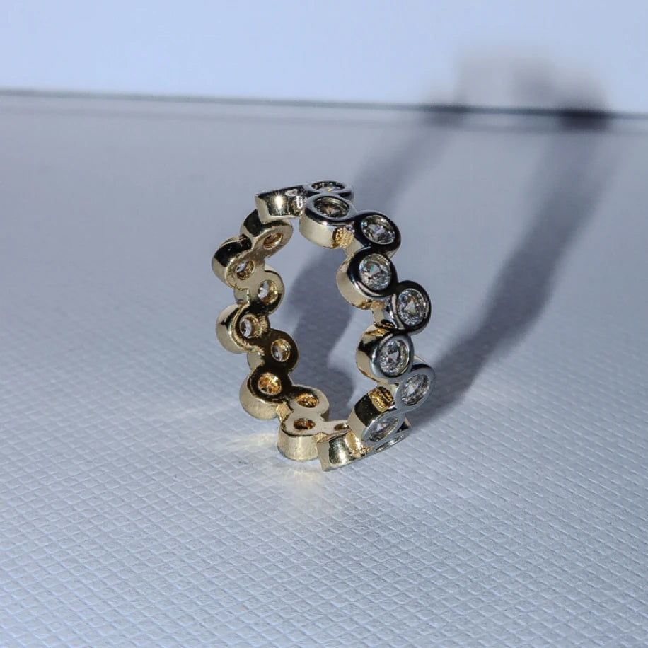 Dot - Silver + Gold Taşlı Yüzük