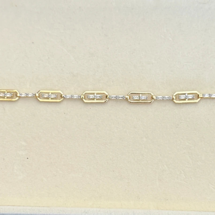 Bera - Taşlı Silver + Gold Bileklik
