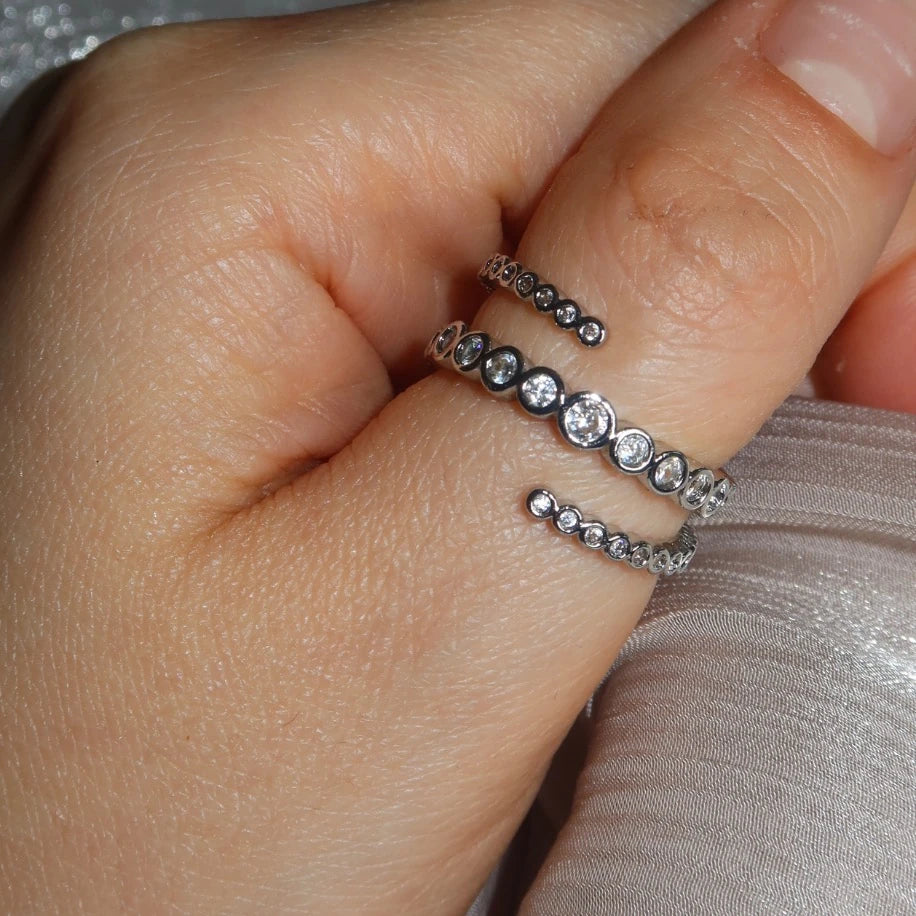 Dot - Taşlı Sarmal Silver Yüzük