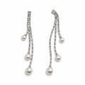 İncili Sallantılı Taşlı Silver Küpe
