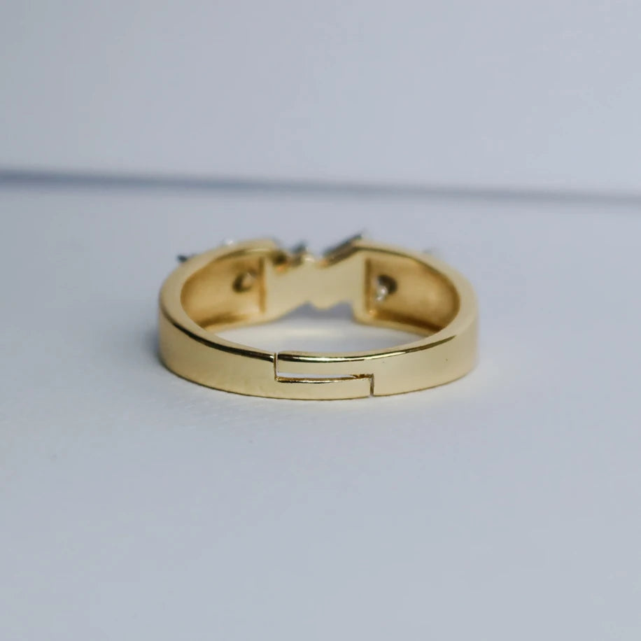 Silver + Gold Baget Taşlı Yüzük