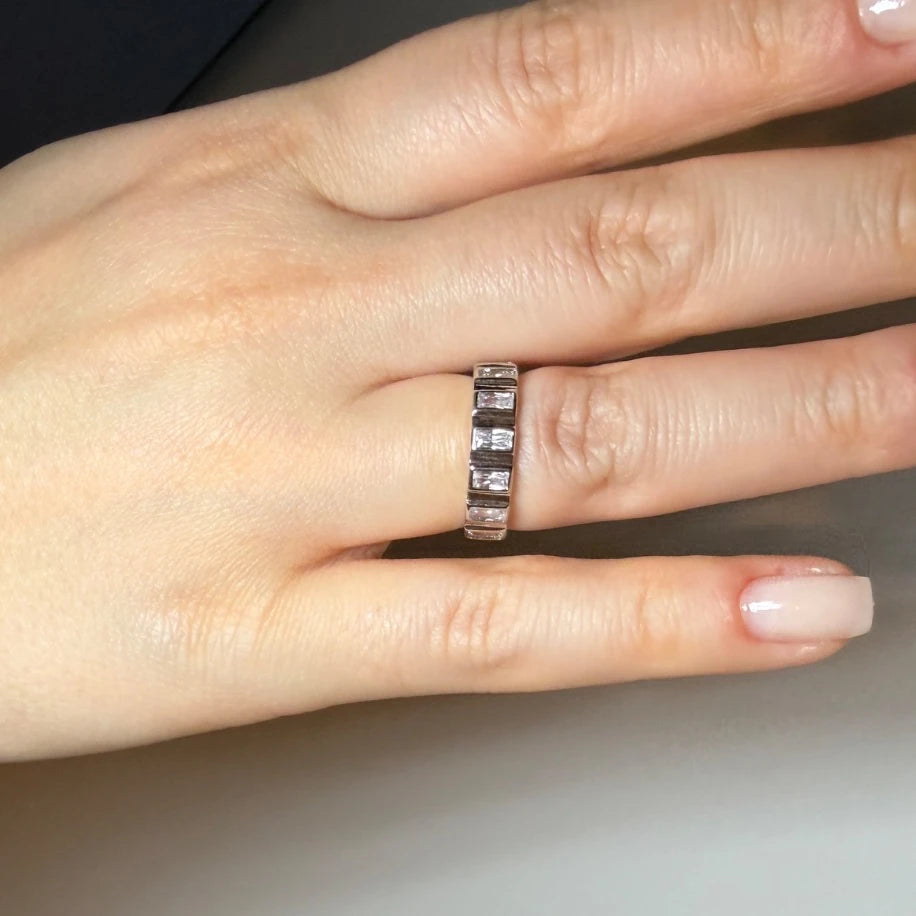 Bagetli Blok Silver Yüzük