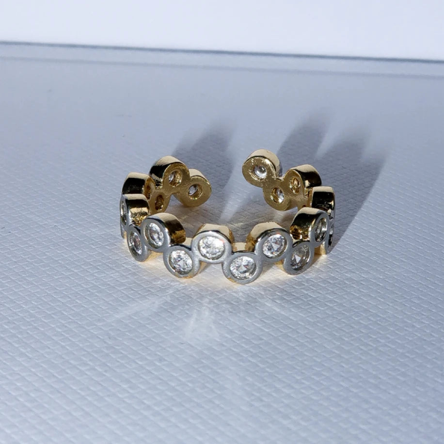 Dot - Silver + Gold Taşlı Yüzük